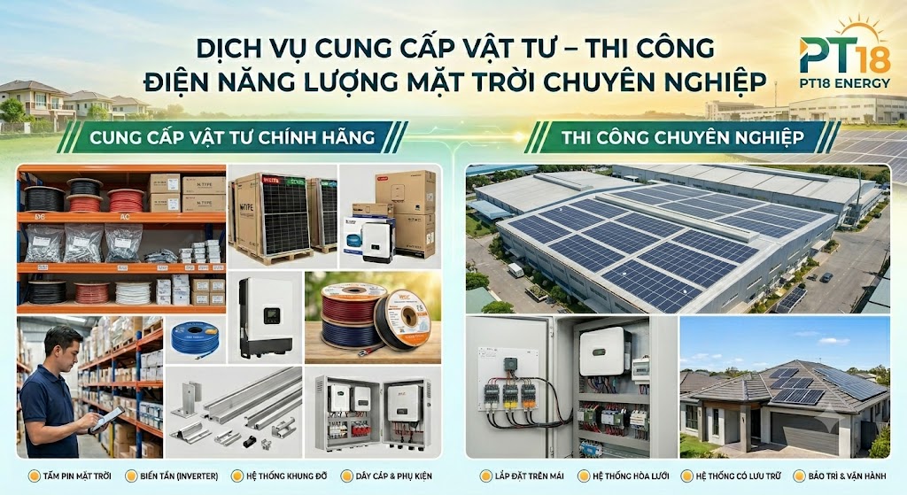 Cung cấp vật tư – Thi công hệ thống Điện năng lượng mặt trời